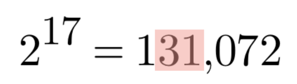 2의 17승